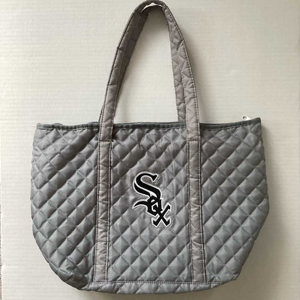 Chicago White Sox Blinged Gray Quilted Tote Bag